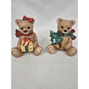 VTG HOMCO Home Interiors Christmas BEARS Set of 2 EUC